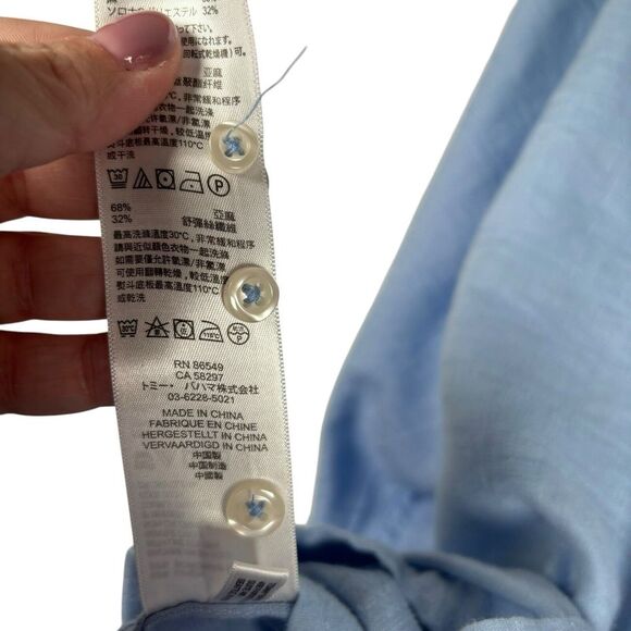 TOMMY BAHAMA Light Blue Linen Long Sleeve Button Down Camp Shirt Men Size XL - Picture 8 of 10